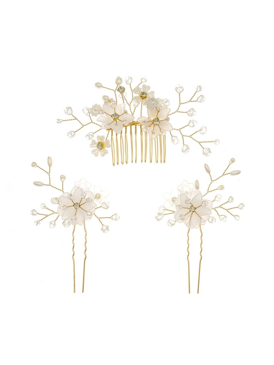 Crystal/Pearl Hair Combs Hair Accessories 3 Pcs - KissProm