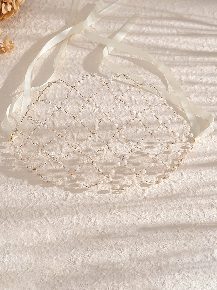 Handcrafted Pearl Mesh Headband - KissProm