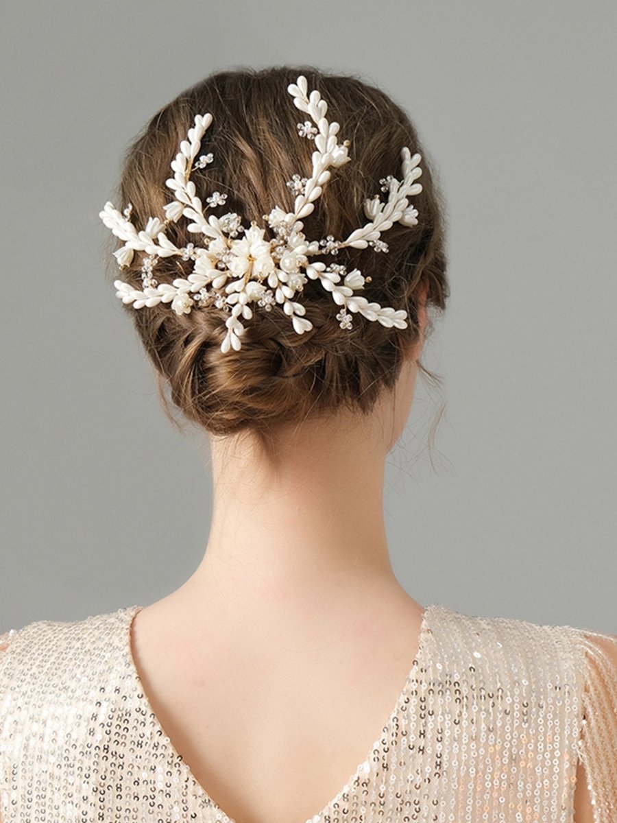 Rhinestone Pearl Bridal Hair Accessories Comb - KissProm