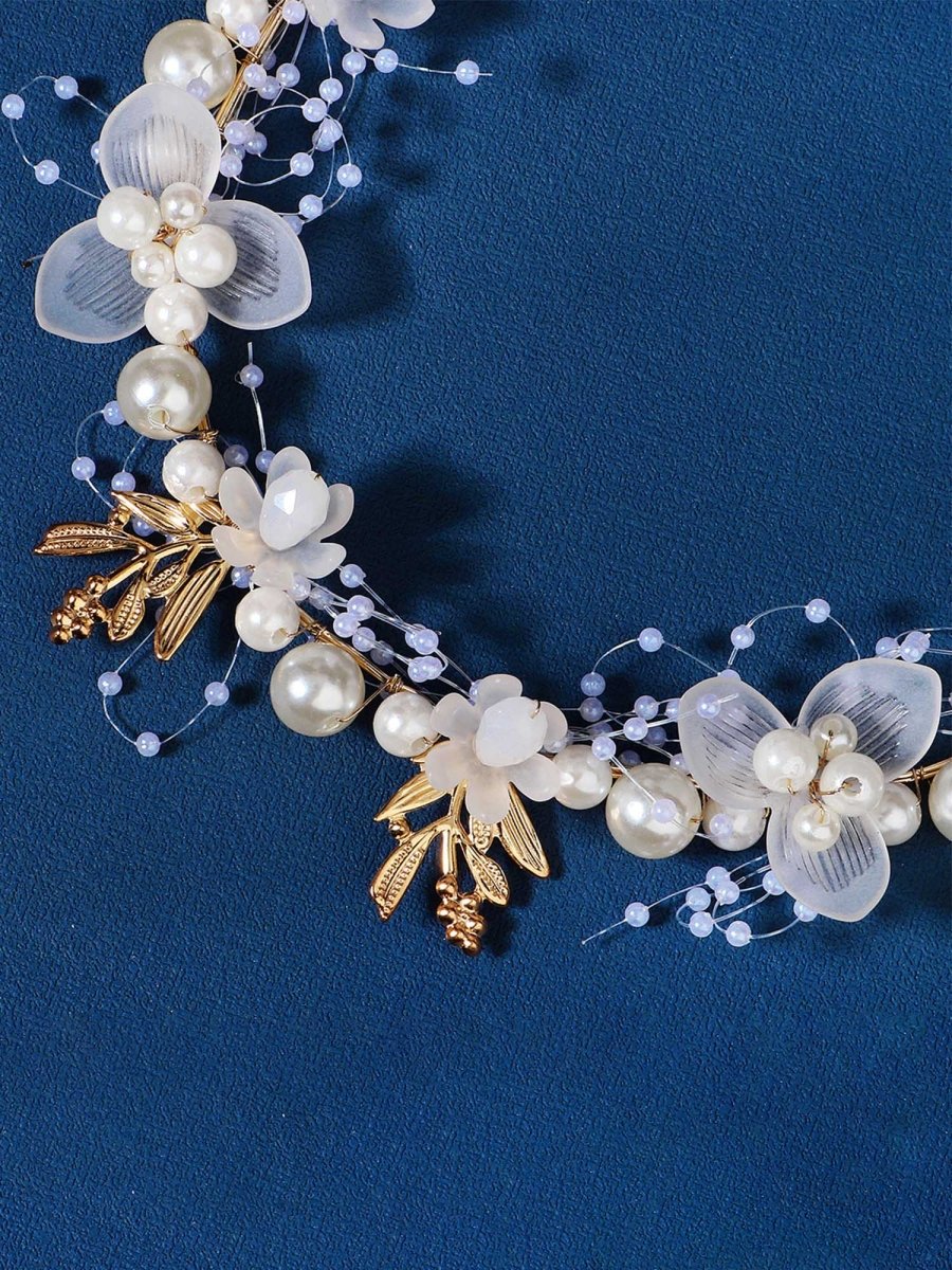 Handmade Beaded Floral Bridal Hair Accessory - KissProm