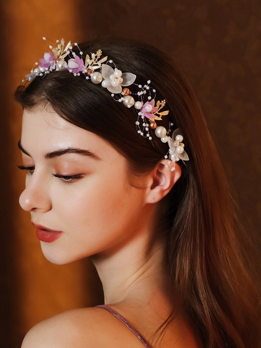 Handmade Beaded Floral Bridal Hair Accessory - KissProm