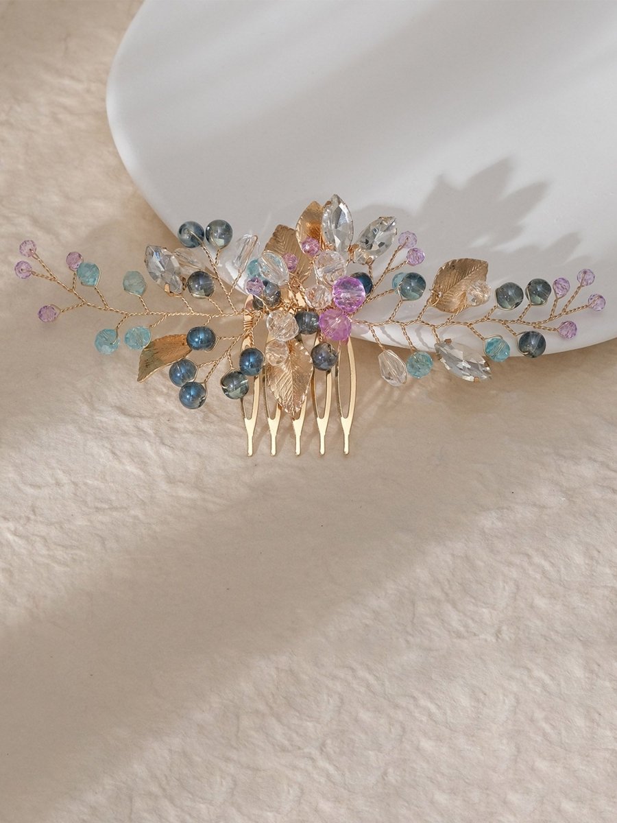 Colorful Beaded Hairpin Crystal Hair Comb - KissProm