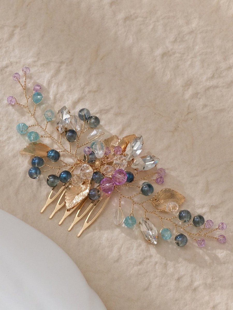 Colorful Beaded Hairpin Crystal Hair Comb - KissProm