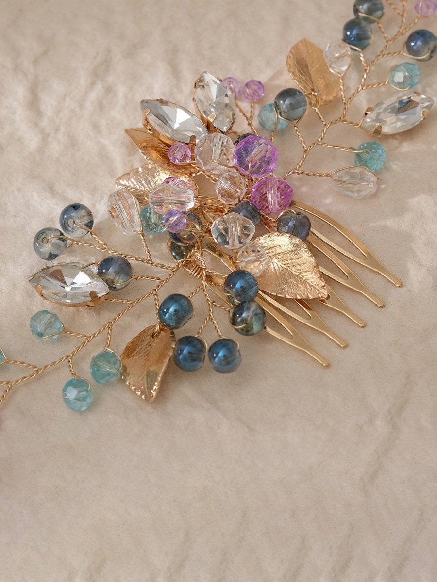 Colorful Beaded Hairpin Crystal Hair Comb - KissProm