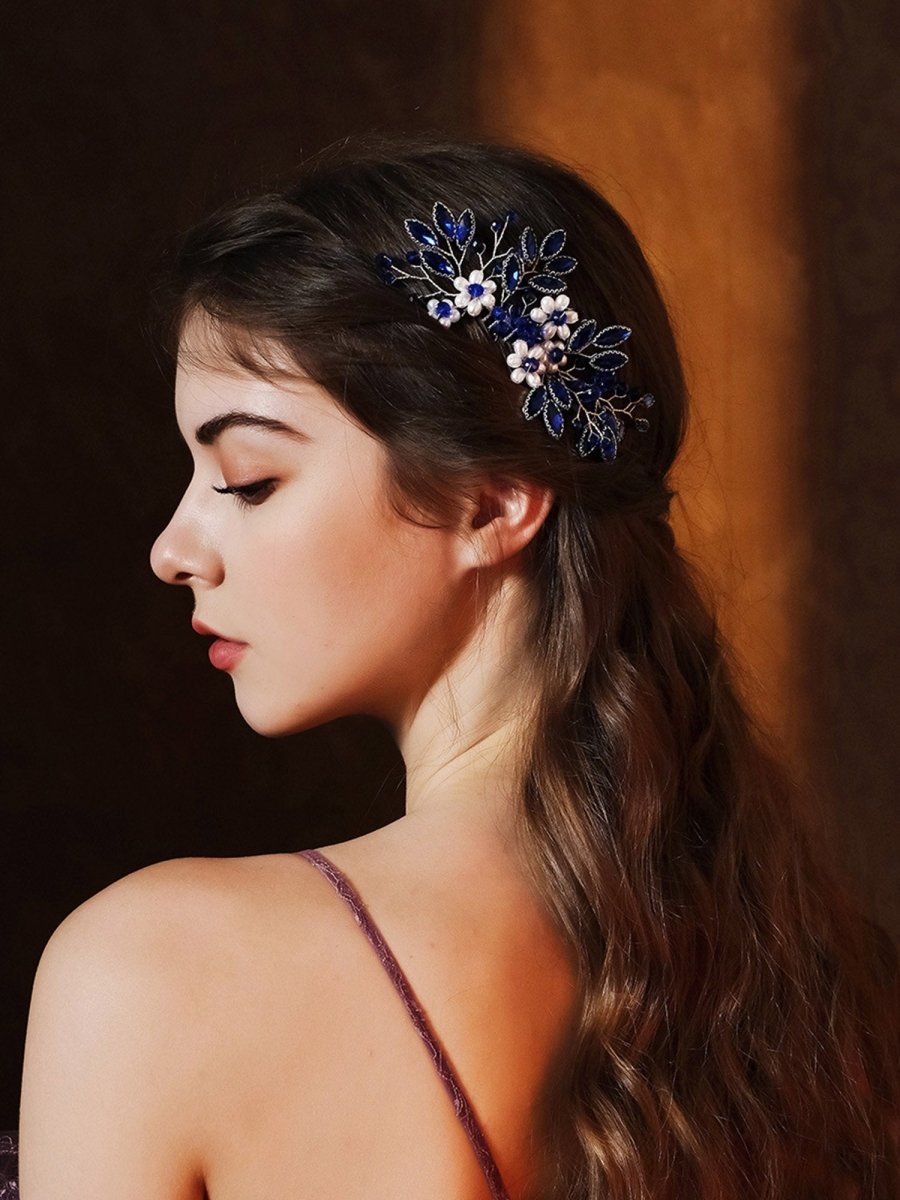 Synthetic Gem Floral Prom Headdress Hair Comb - KissProm