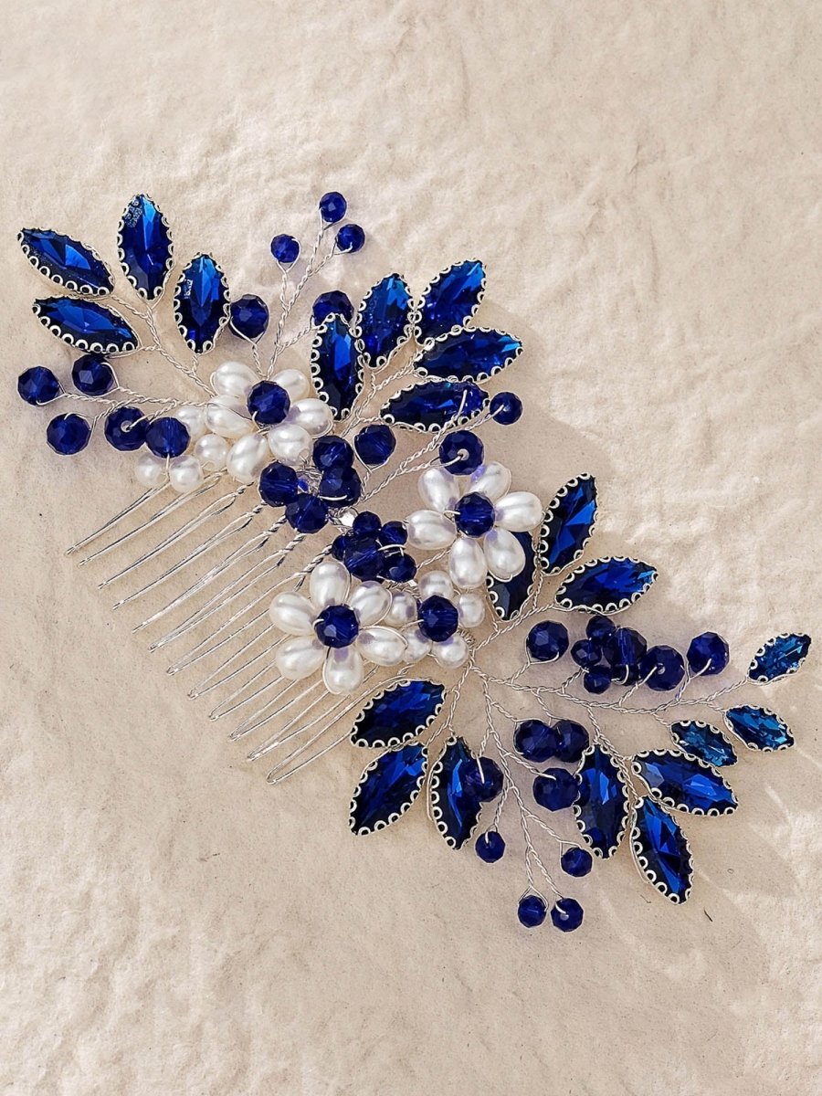 Synthetic Gem Floral Prom Headdress Hair Comb - KissProm