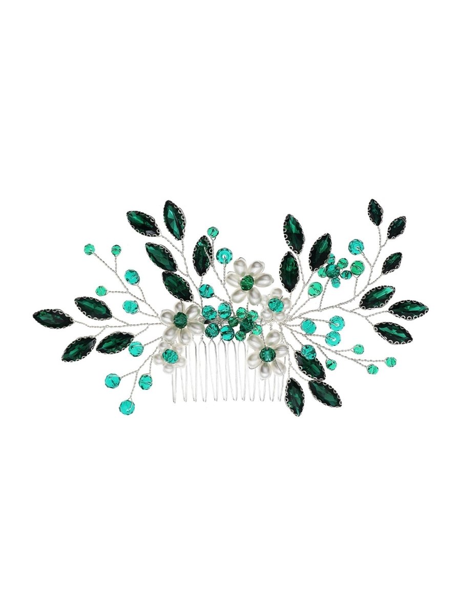 Synthetic Gem Floral Prom Headdress Hair Comb - KissProm