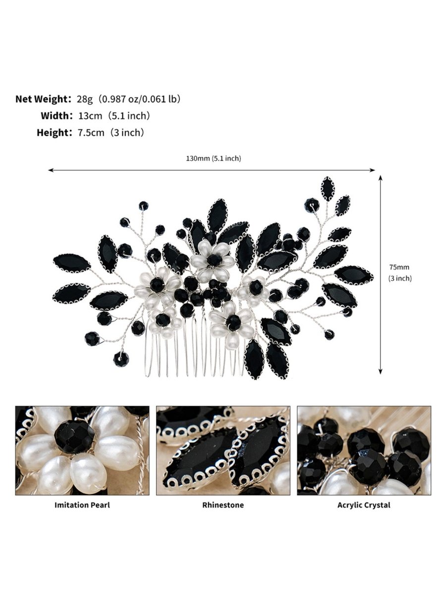 Synthetic Gem Floral Prom Headdress Hair Comb - KissProm