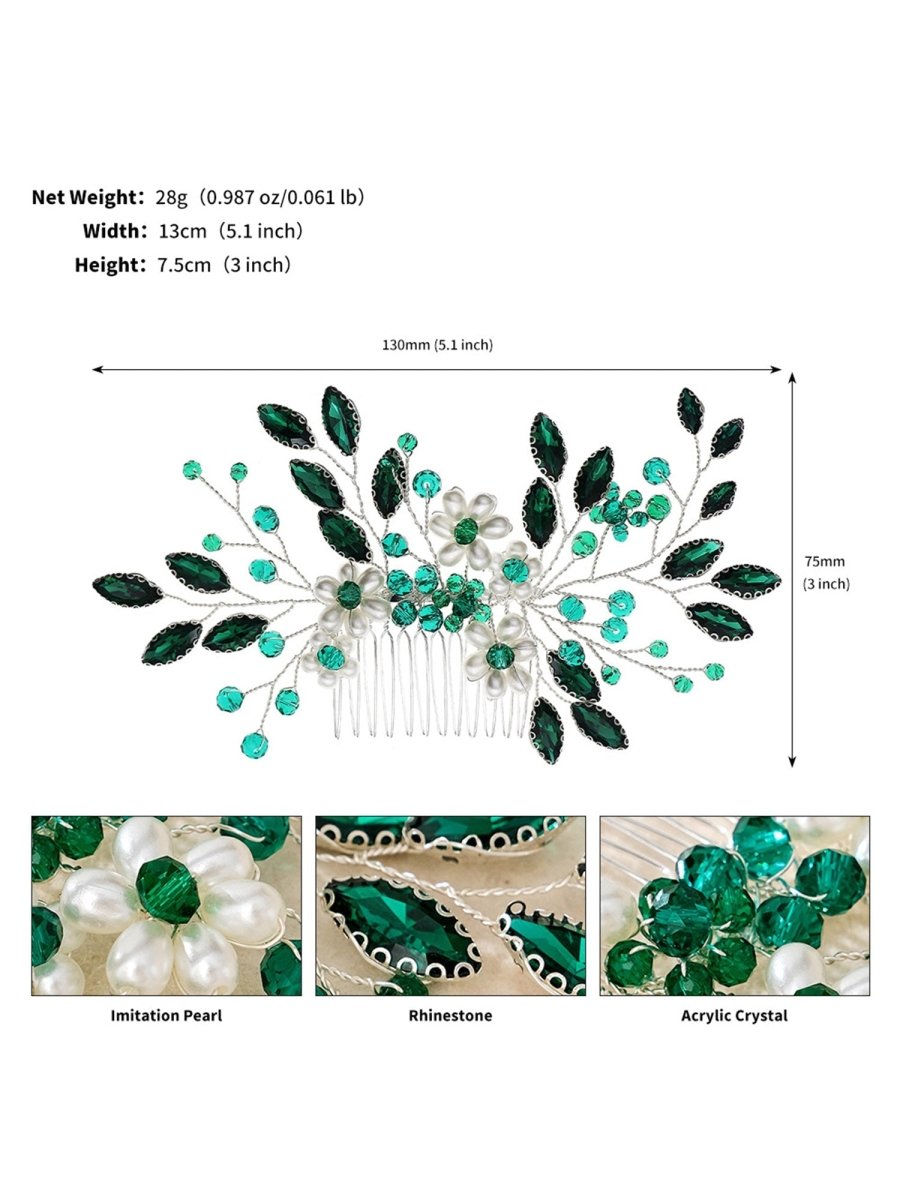 Synthetic Gem Floral Prom Headdress Hair Comb - KissProm