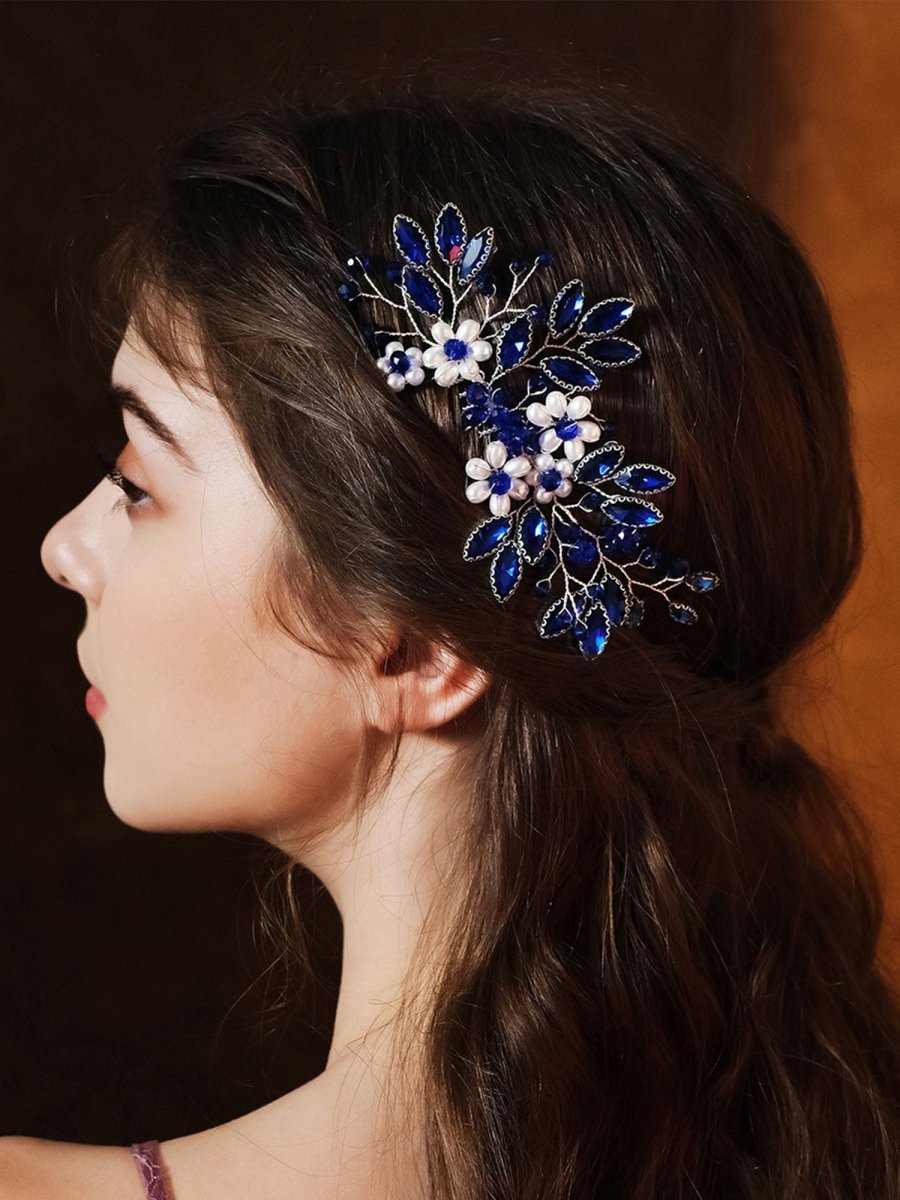 Synthetic Gem Floral Prom Headdress Hair Comb - KissProm