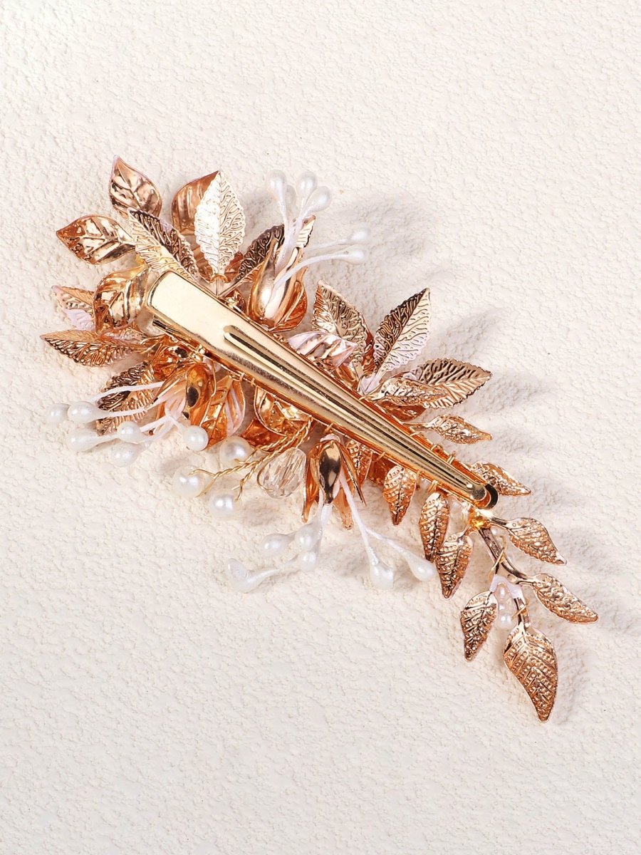 Hand - Painted Thin Floral Leaf Metal Hairpin - KissProm