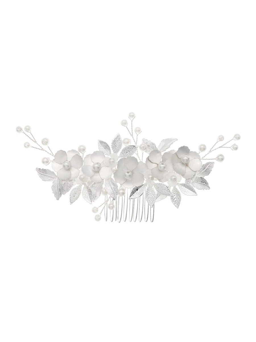 Silver Leaf Flower Bridal Hair Accessories Comb - KissProm