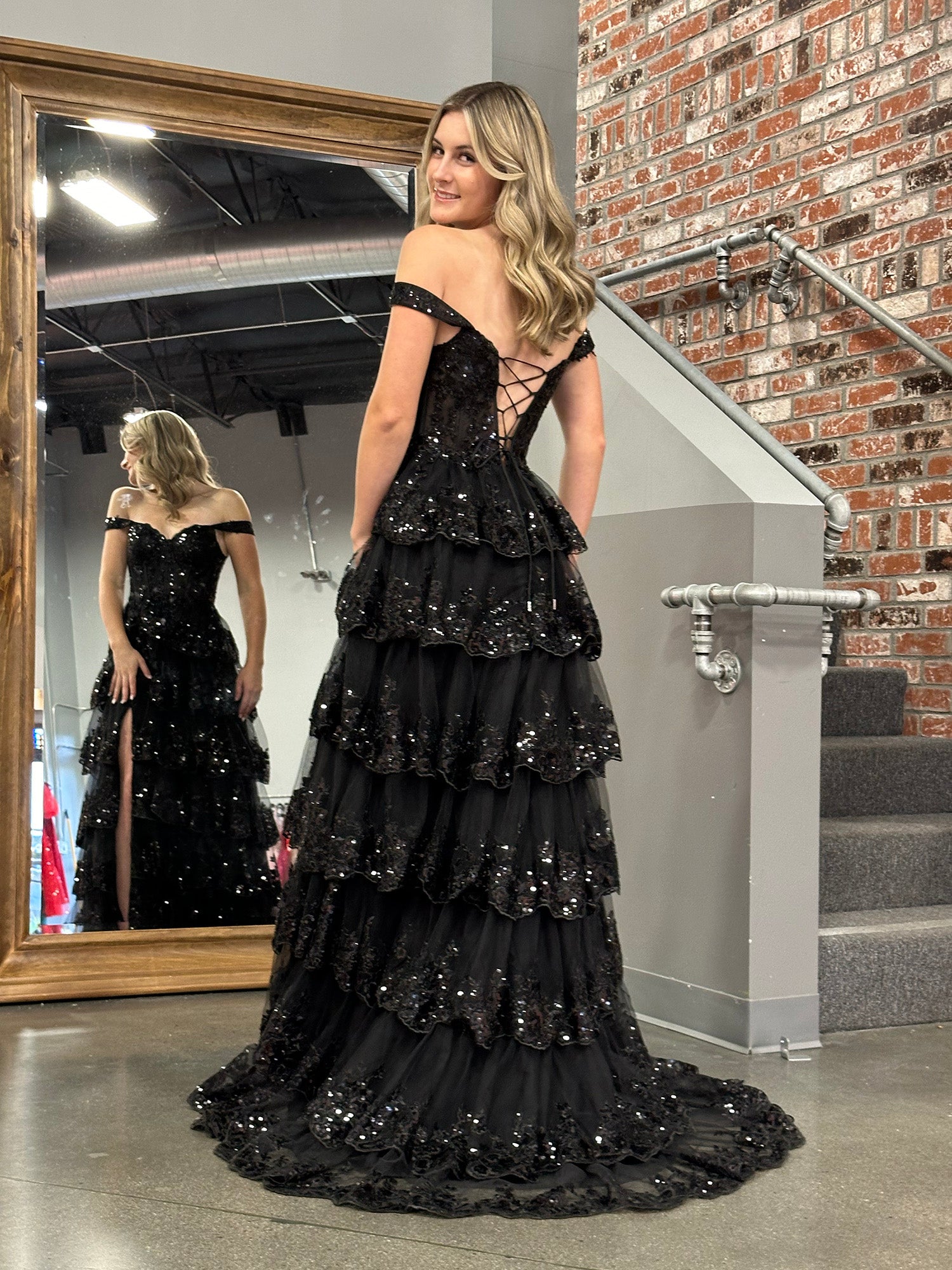 Black Ruffle Prom Dresses