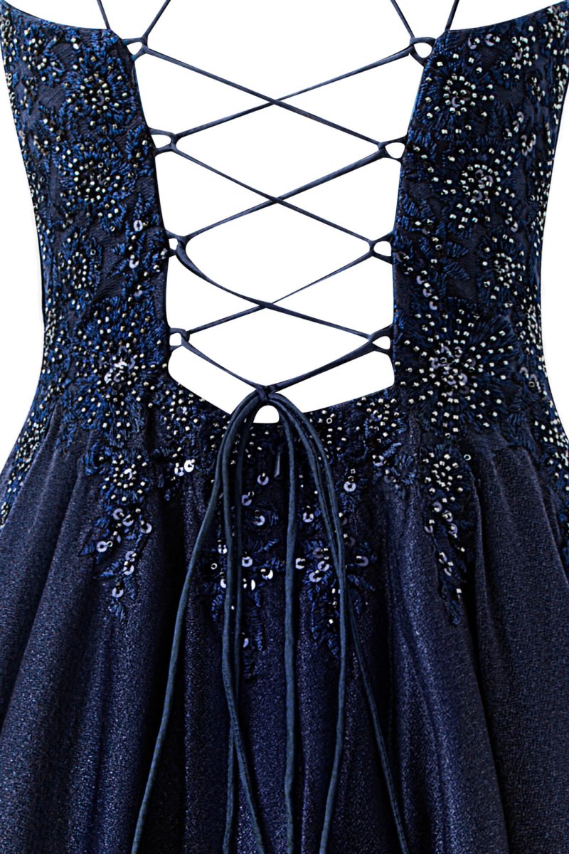 Evelyn Navy Blue | A - line Chiffon Short Homecoming Dress - KissProm