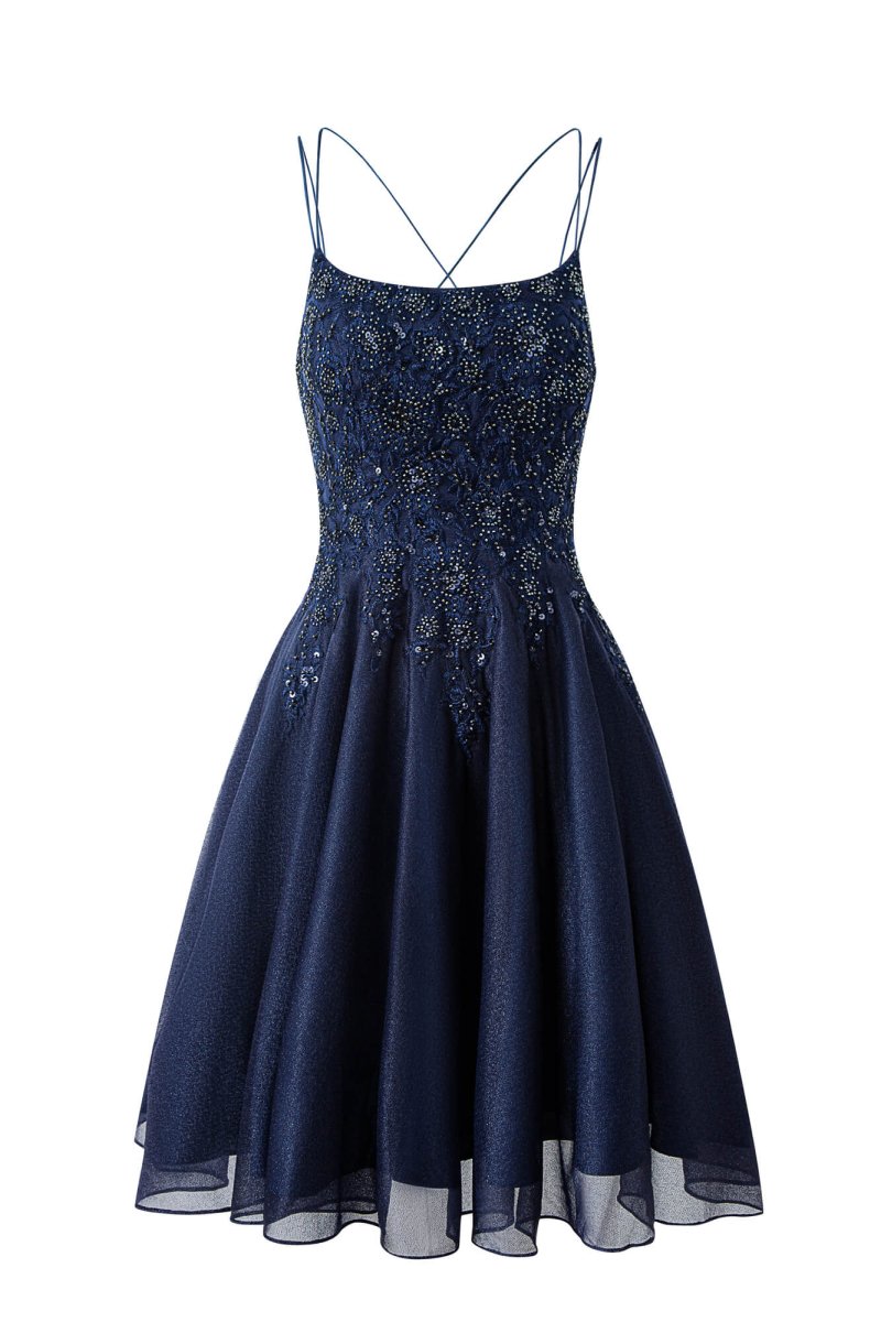 Evelyn Navy Blue | A - line Chiffon Short Homecoming Dress - KissProm