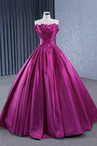 Quinceanera Dress Novelty A Line Satin Strapless Ball Gown Evening Dress for Women - KissProm