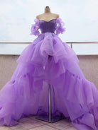 Off the Shoulder Lavender High Low Quinceanera Dresses - KissProm