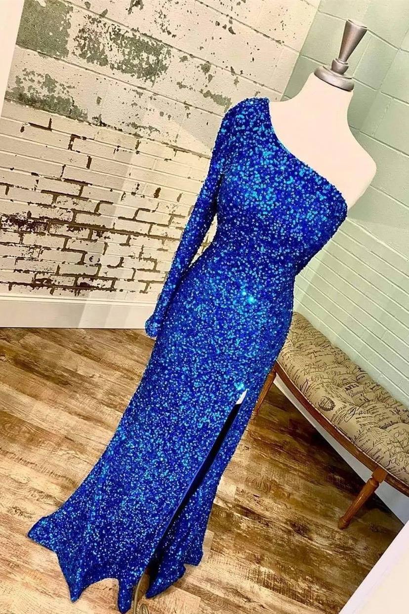 Long Navy Sequin Dress