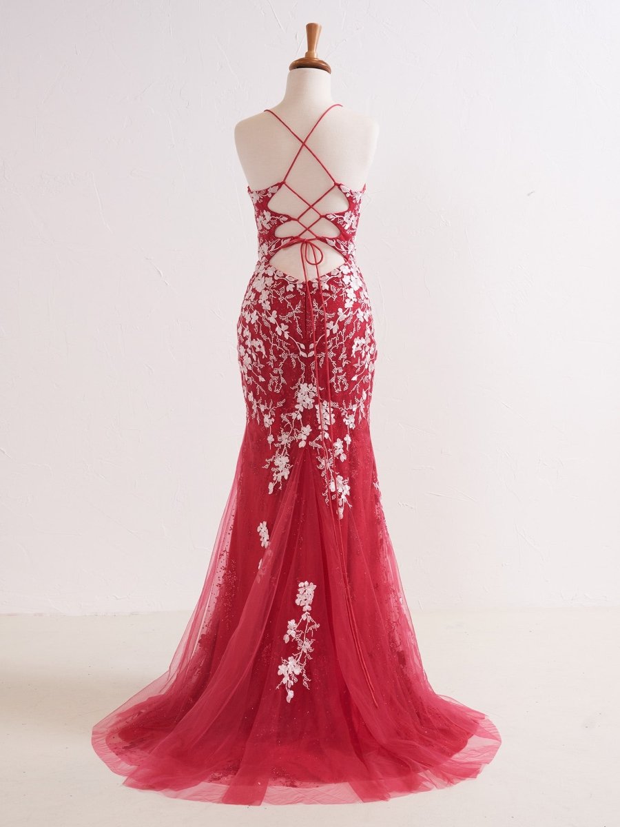 Elizabell | Mermaid V Neck Long Prom Dress with Appliques Beading - KissProm