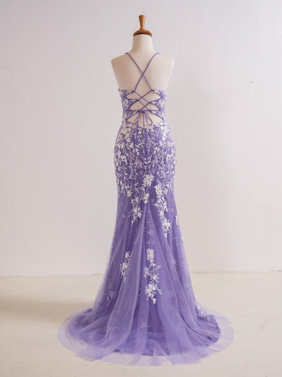 Elizabell | Mermaid V Neck Long Prom Dress with Appliques Beading - KissProm