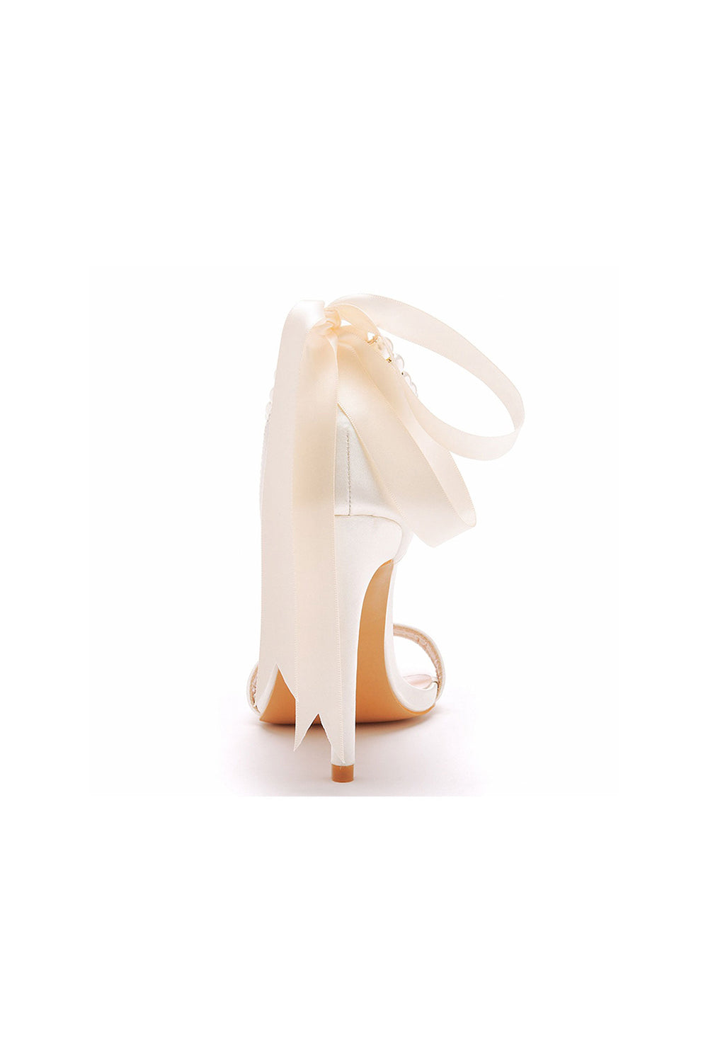 Satin Pearl Open Toe Ankle Strap High Heels