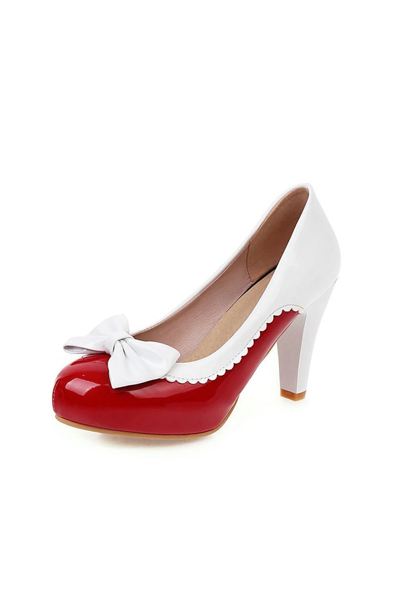 Retro Bowknot High Heels Shoes - KissProm