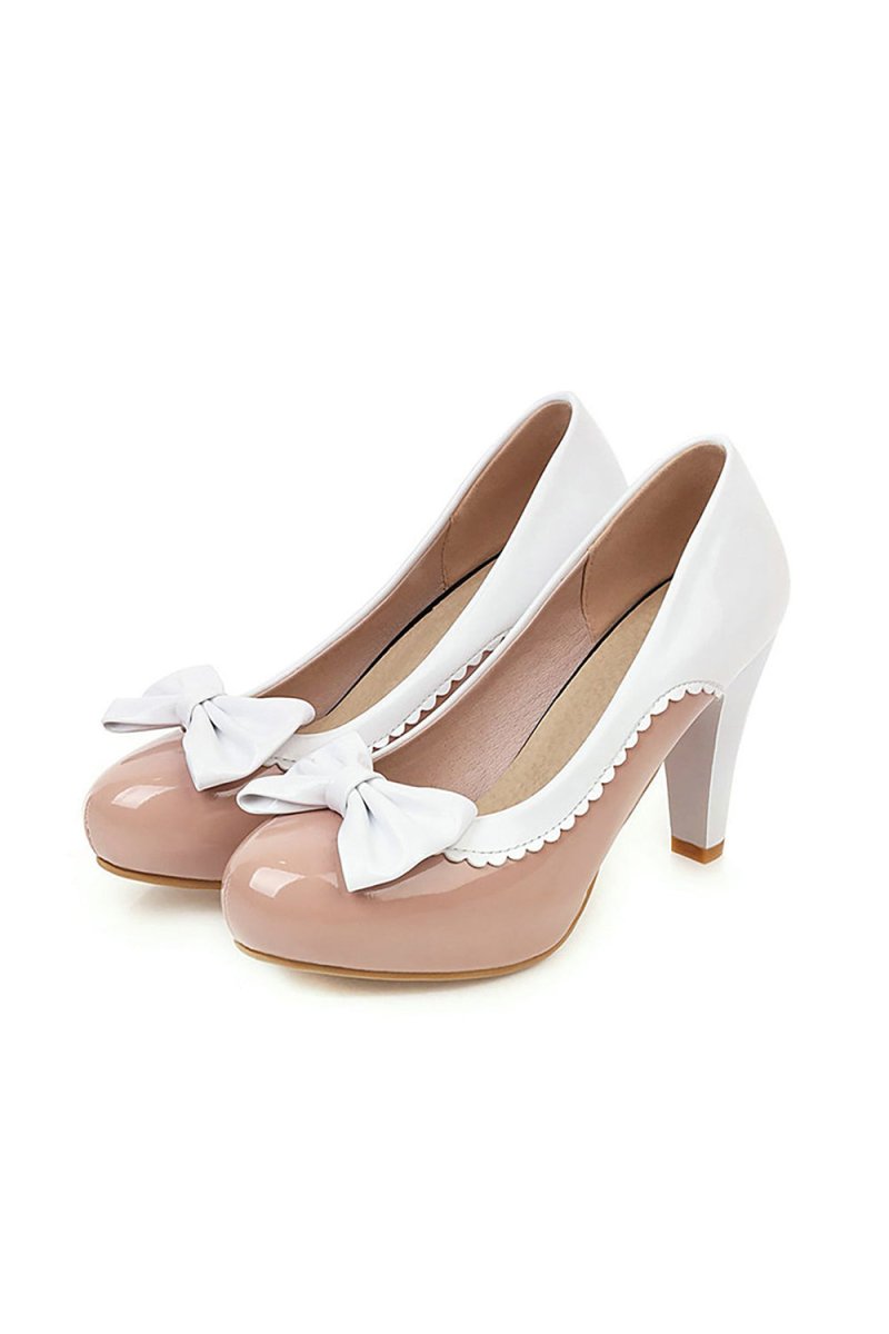 Retro Bowknot High Heels Shoes - KissProm