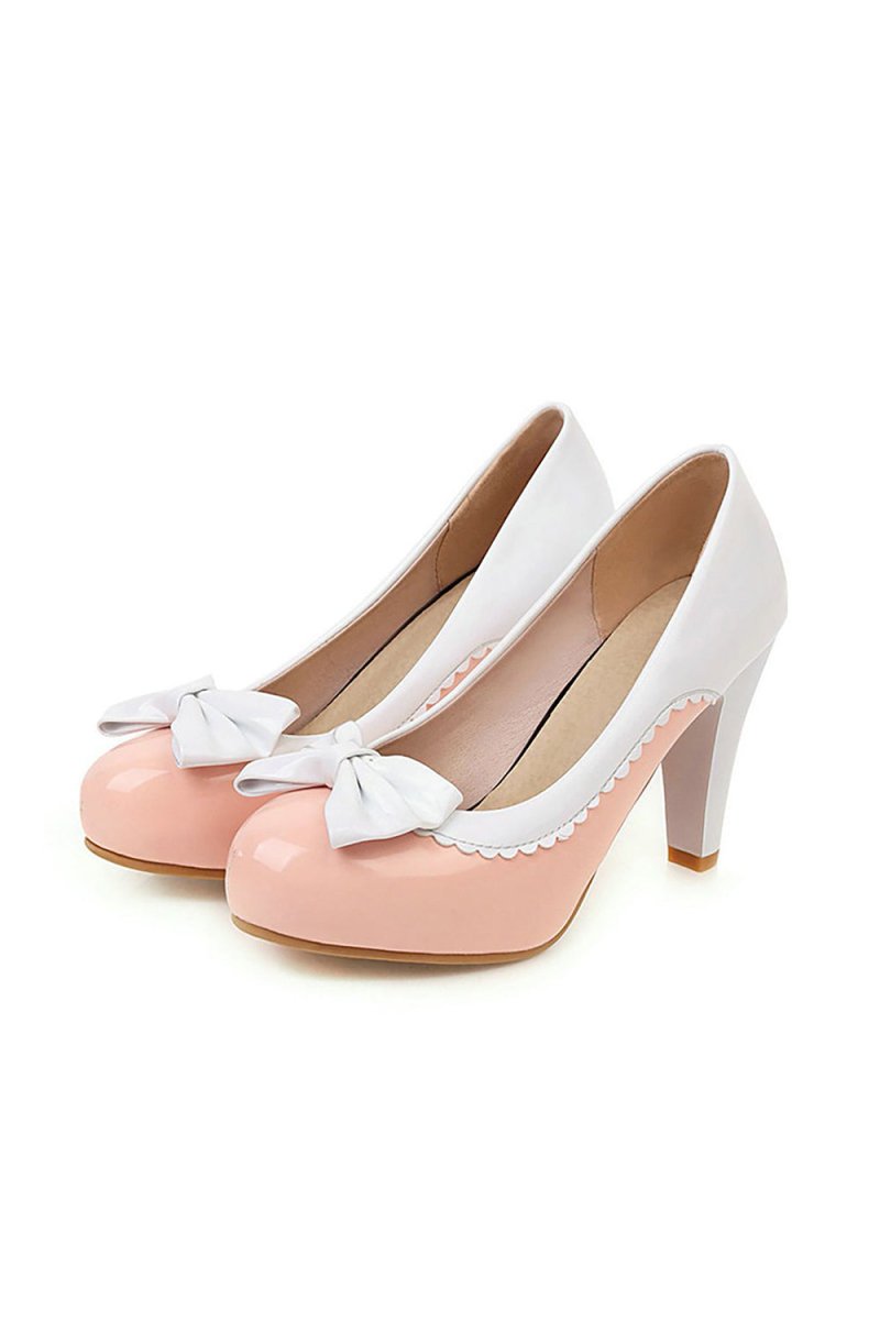 Retro Bowknot High Heels Shoes - KissProm