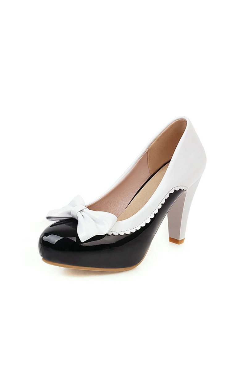 Retro Bowknot High Heels Shoes - KissProm