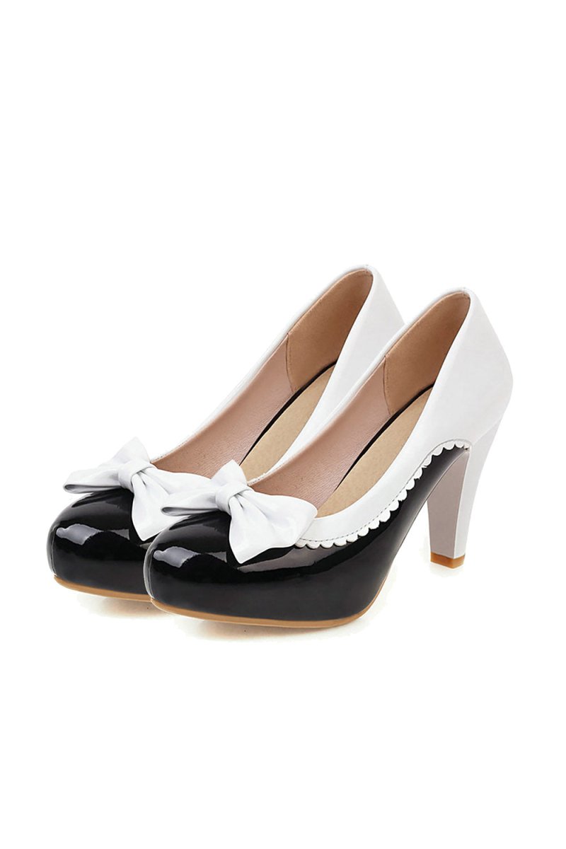 Retro Bowknot High Heels Shoes - KissProm