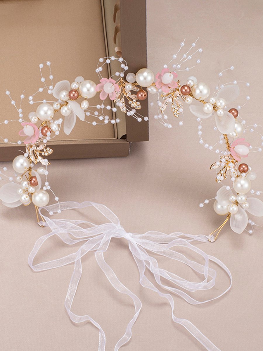 The Bride Flower Girl Leaf Pearl Headband - KissProm