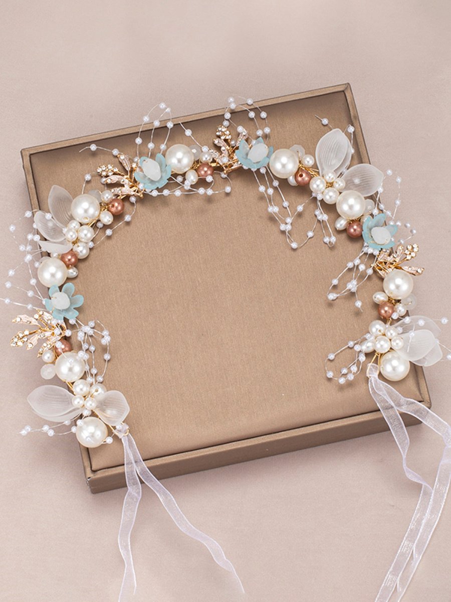 The Bride Flower Girl Leaf Pearl Headband - KissProm