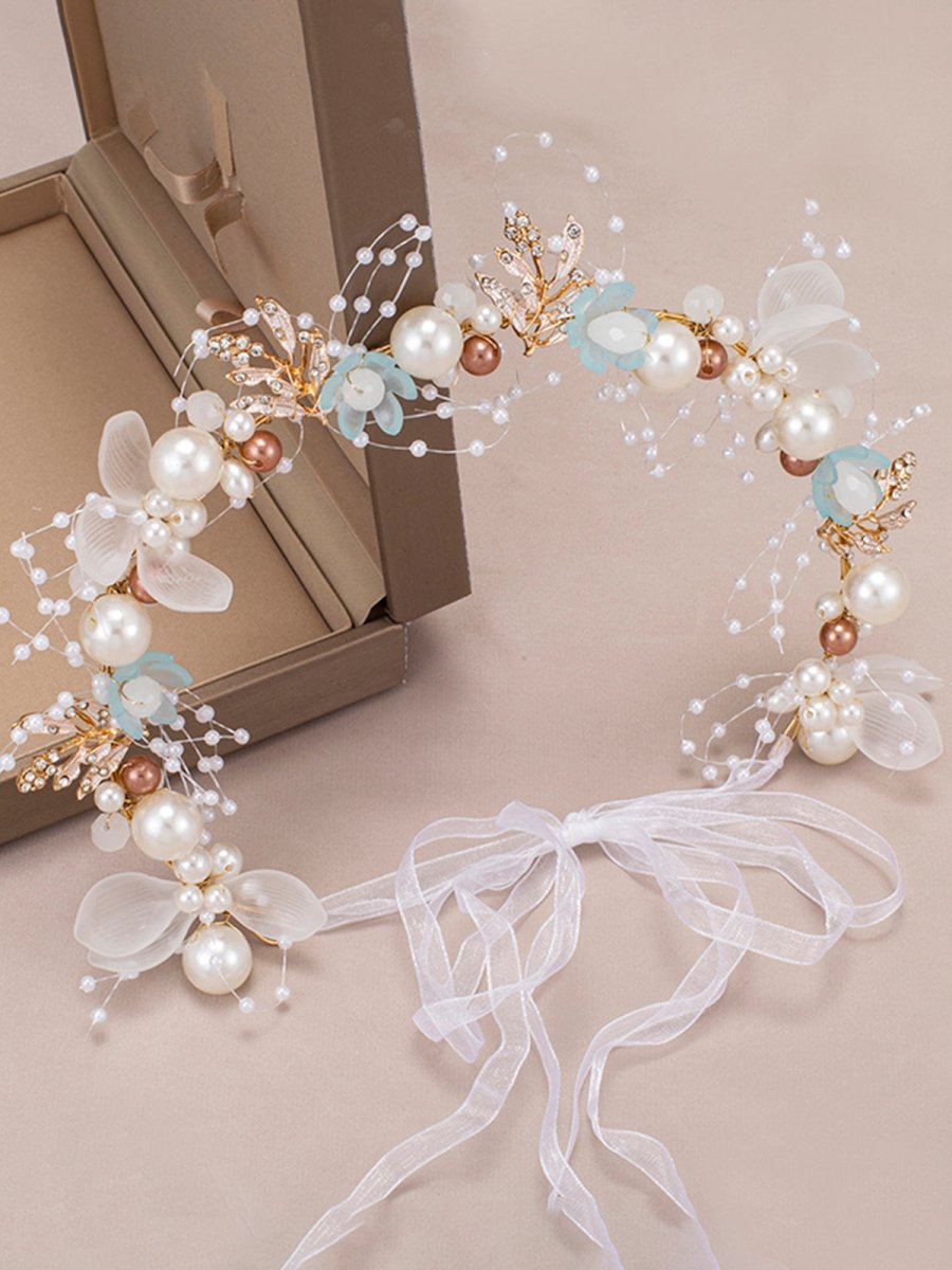 The Bride Flower Girl Leaf Pearl Headband - KissProm