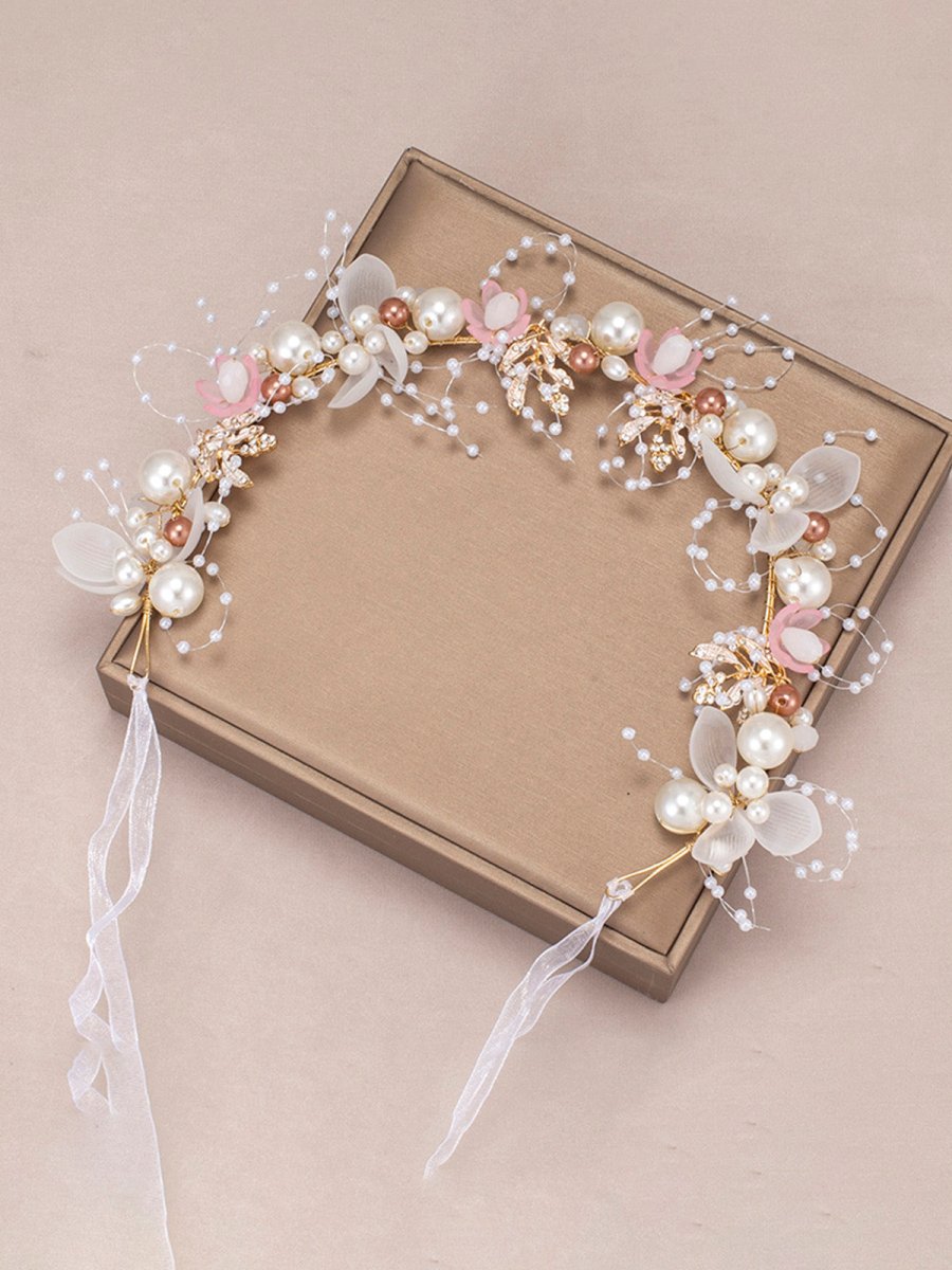 The Bride Flower Girl Leaf Pearl Headband - KissProm