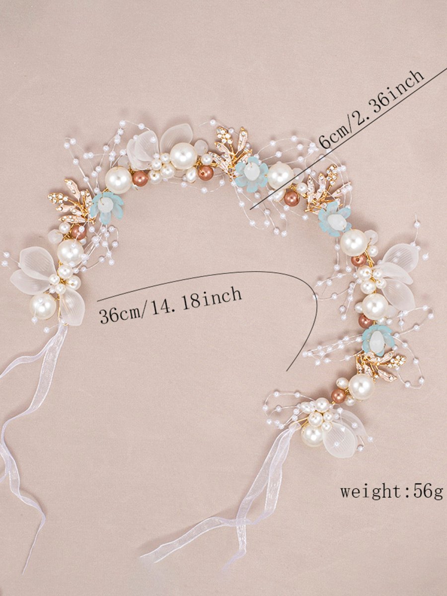 The Bride Flower Girl Leaf Pearl Headband - KissProm