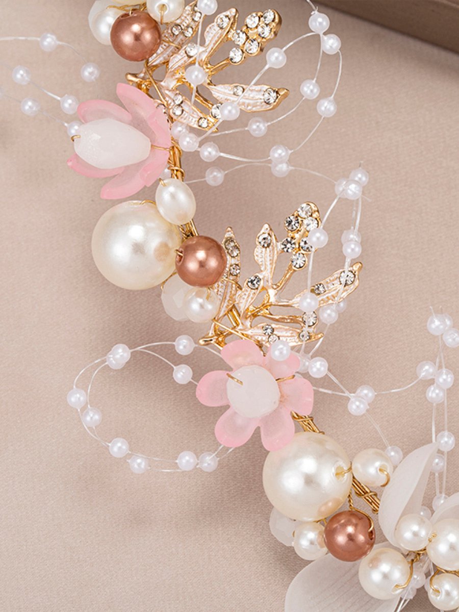 The Bride Flower Girl Leaf Pearl Headband - KissProm