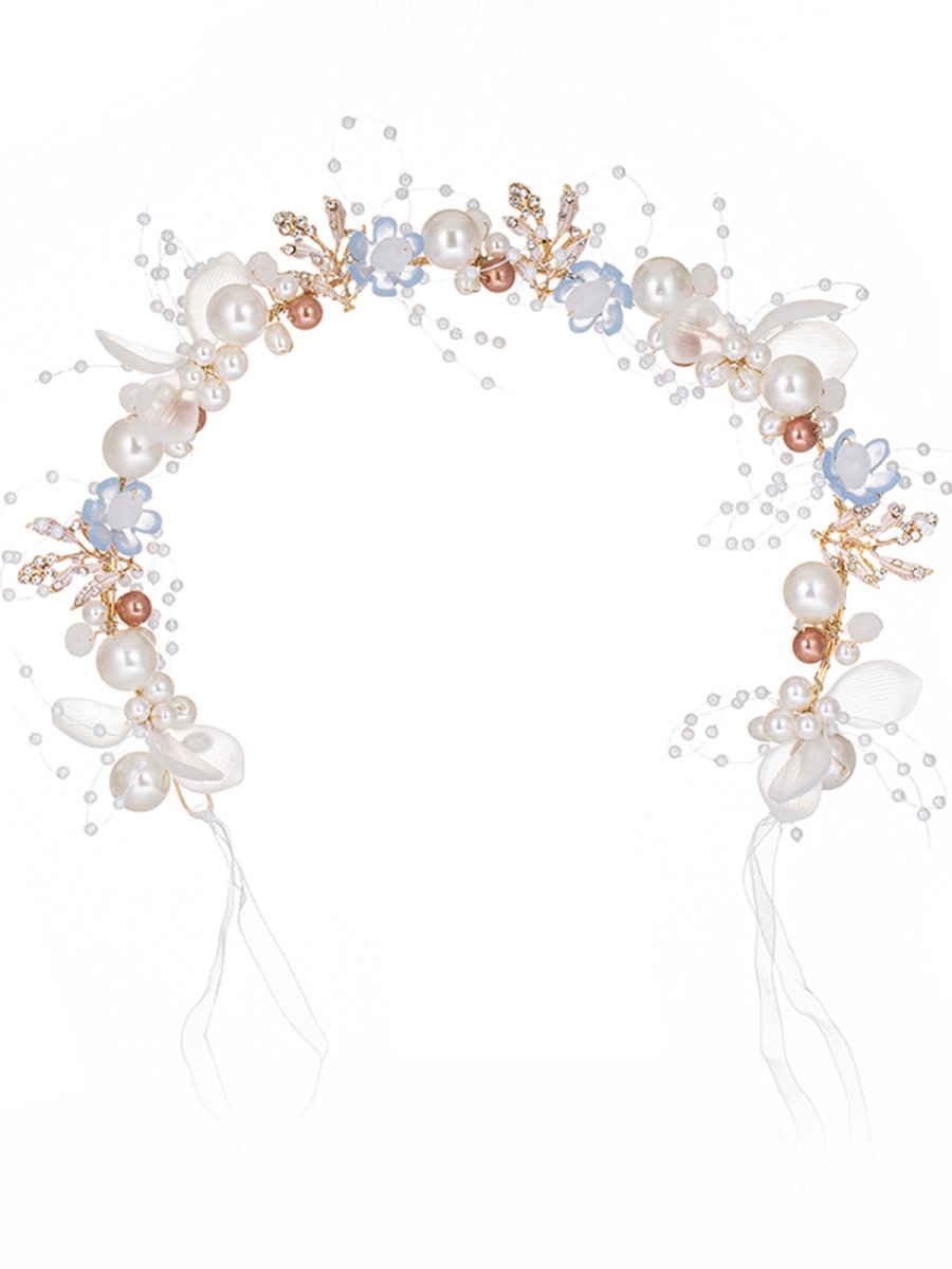 The Bride Flower Girl Leaf Pearl Headband - KissProm