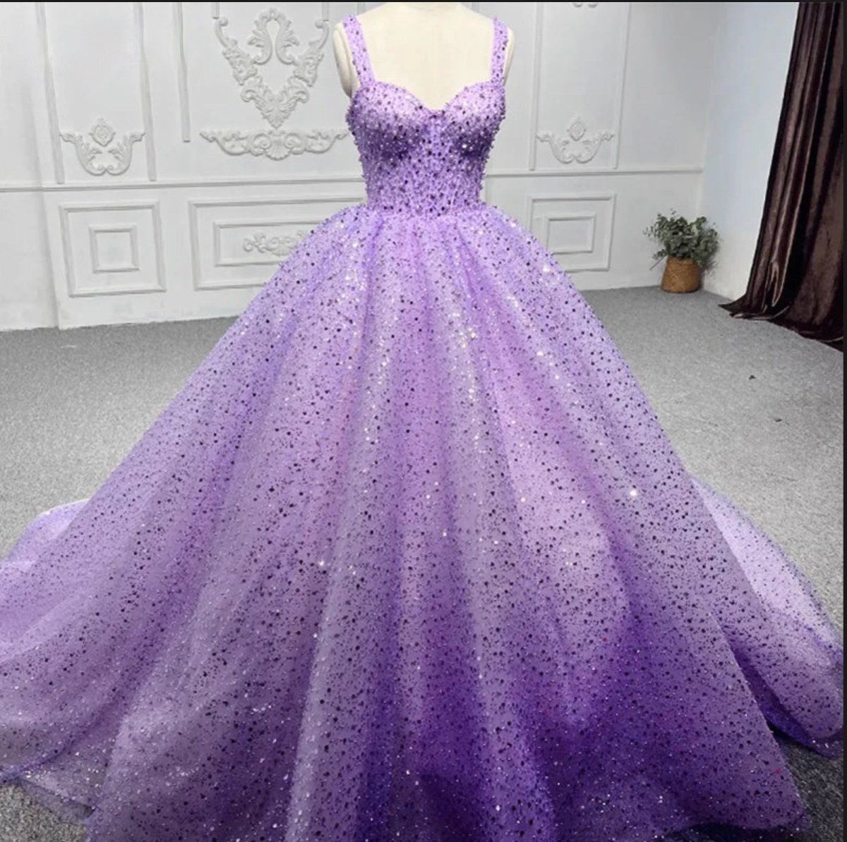 Purple Sweetheart Sequined Evening Party Dress - KissProm