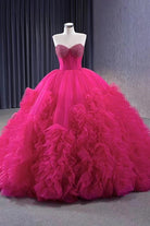 Quinceanera Dress Stylish Luxury Evening Dresses Sweep Train Sleeveless Pleated Ball Gown - KissProm