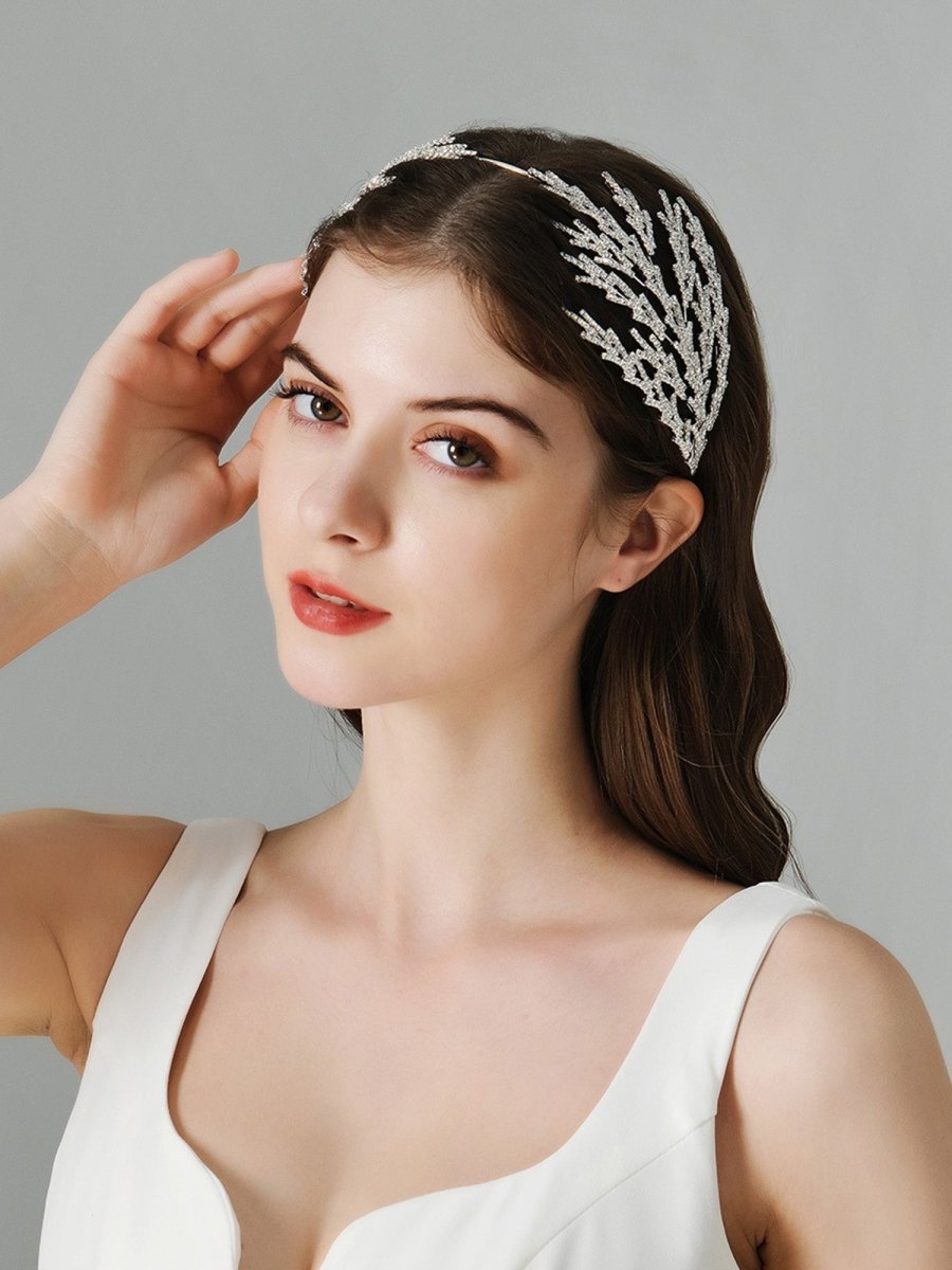 Metal Super Shiny Rhinestone Wide Headband Hair Accessories - KissProm