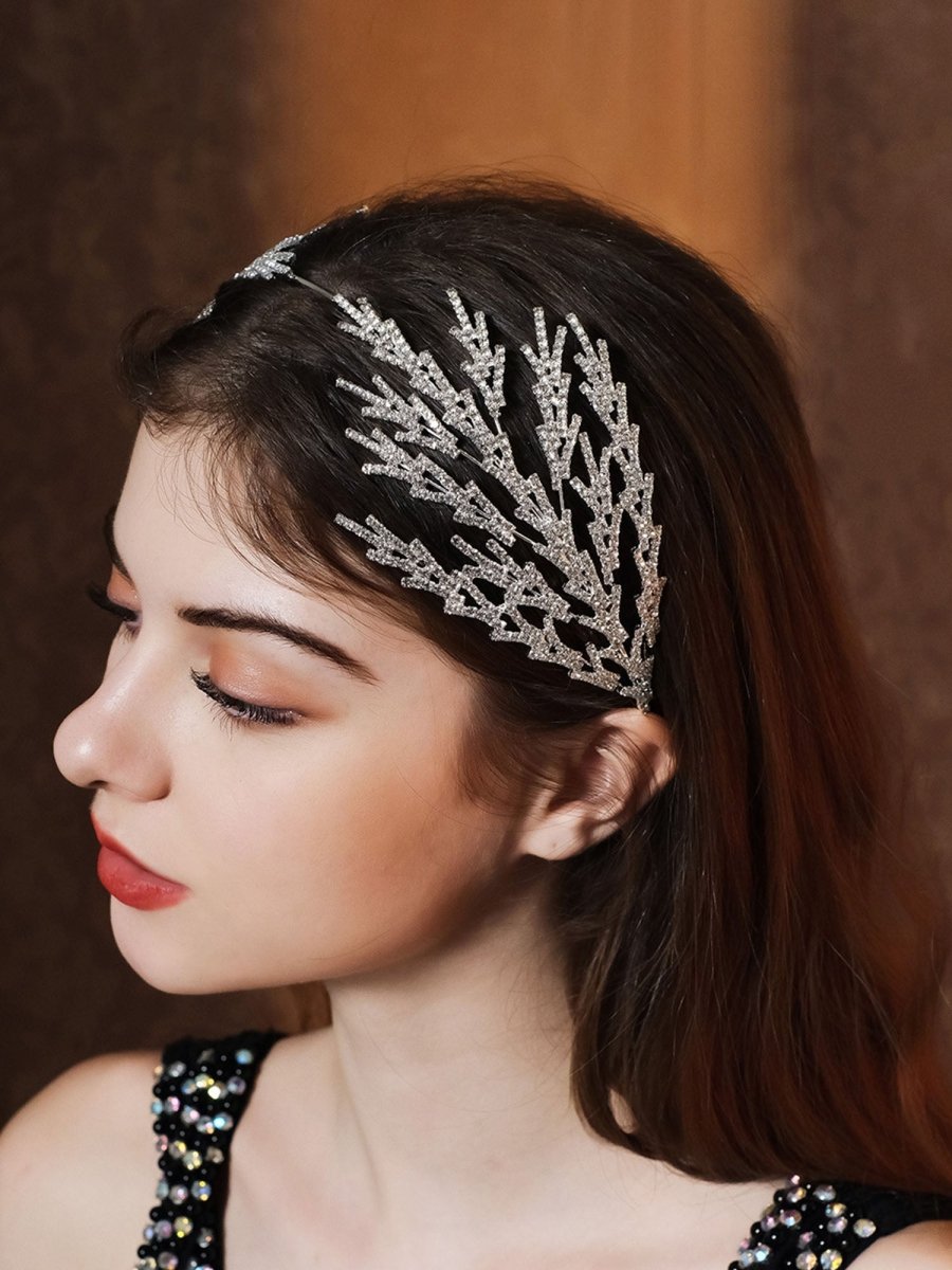 Metal Super Shiny Rhinestone Wide Headband Hair Accessories - KissProm