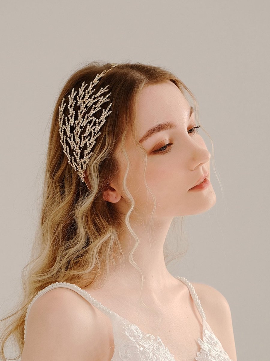 Metal Super Shiny Rhinestone Wide Headband Hair Accessories - KissProm