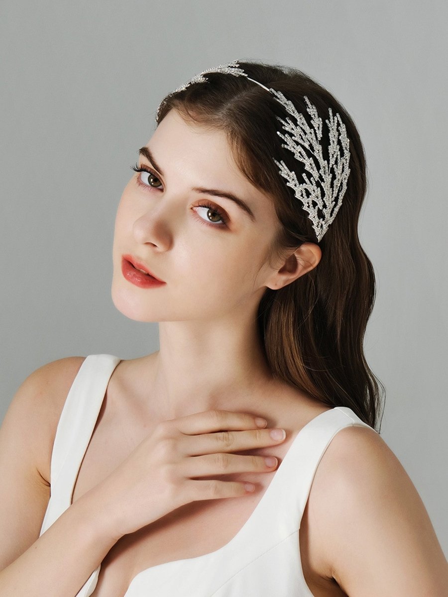 Metal Super Shiny Rhinestone Wide Headband Hair Accessories - KissProm