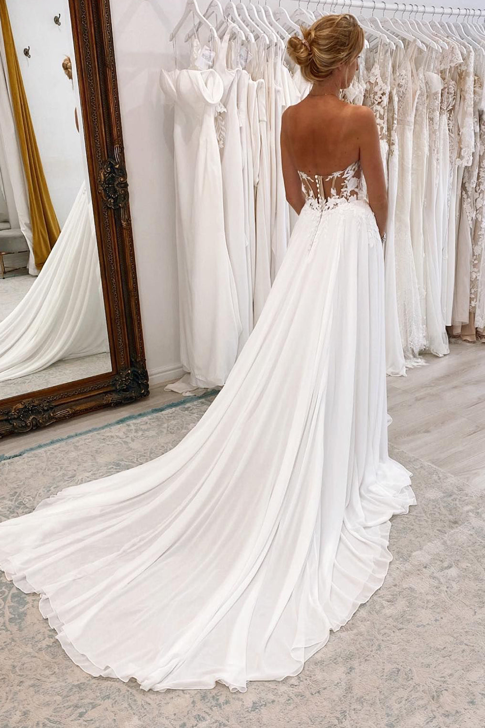 White lace outlet boho wedding dress