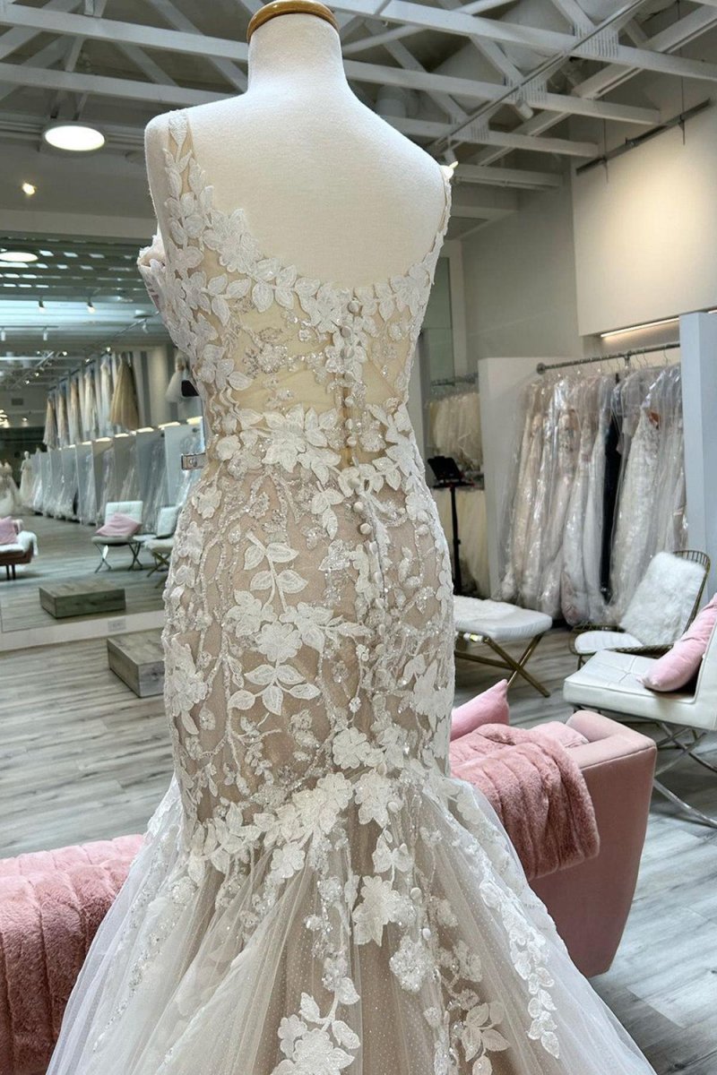 Champagne mermaid wedding on sale dress