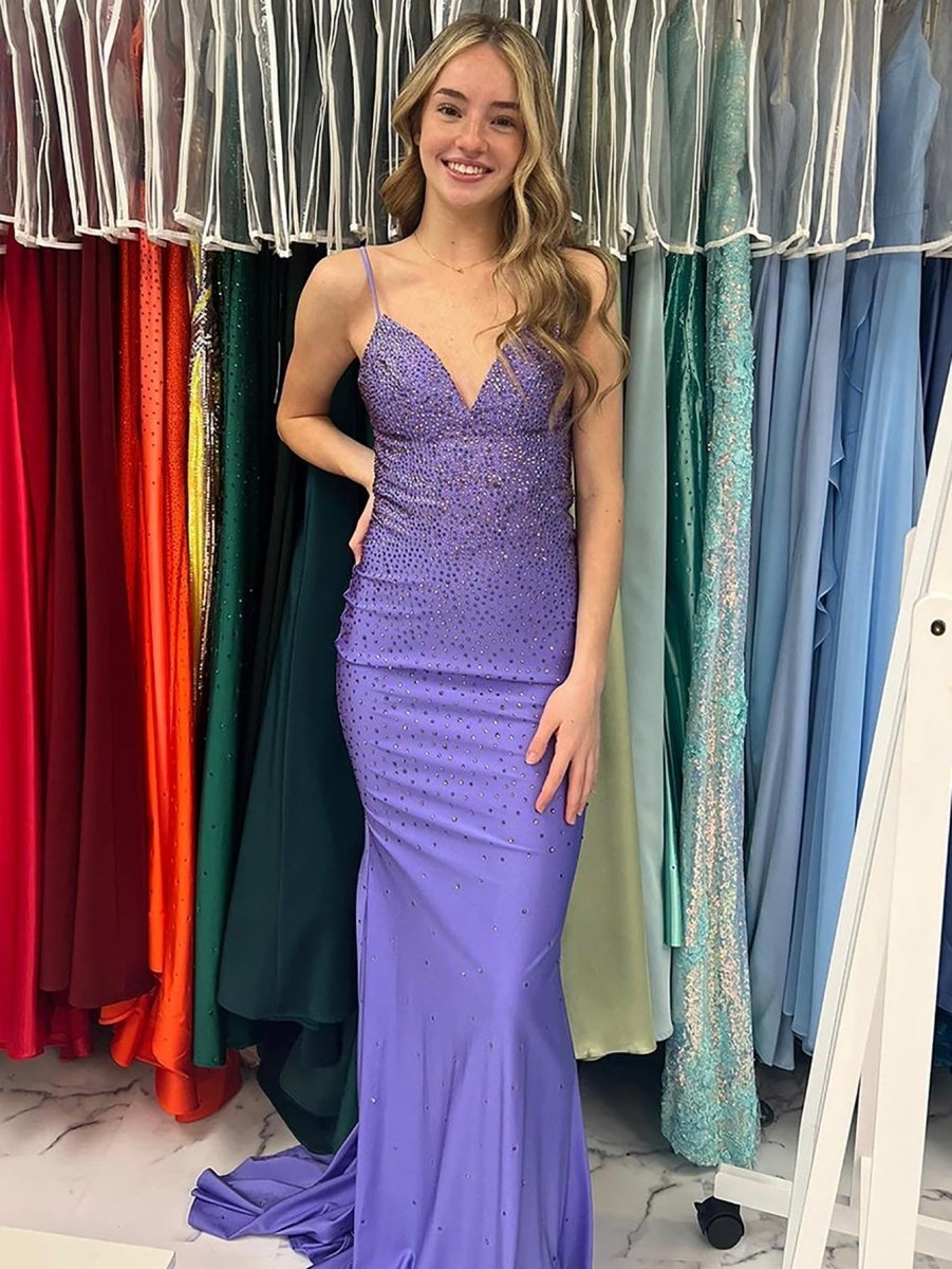 Avayah | Mermaid Blue V - Neck Long Prom Dress - KissProm