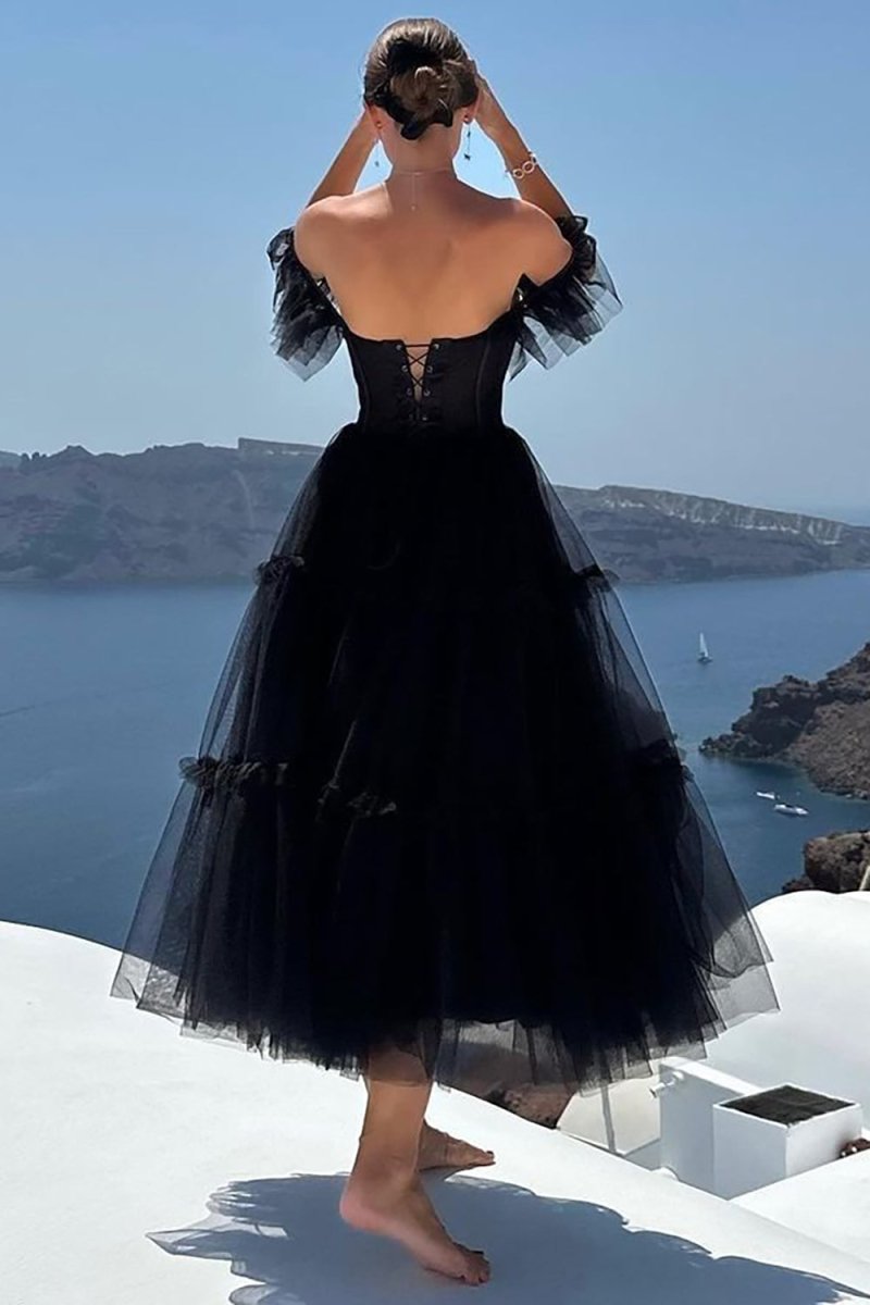 Katalina |A - Line Corset Ruffled Tulle Prom Dress - KissProm