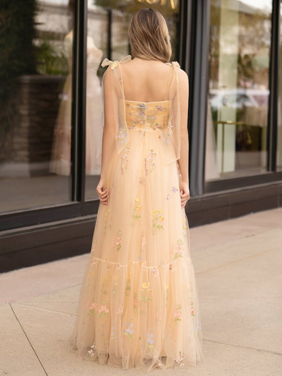 Rowan |A Line Sweetheart Long Prom Dress with Embroidery - KissProm