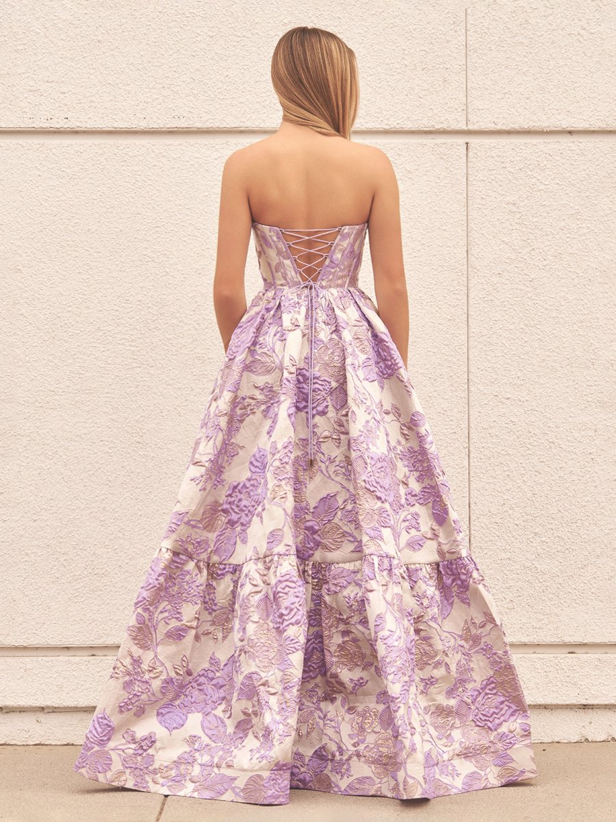 Delice | A - Line Sweetheart Floral Printed Long Prom Dresses - KissProm