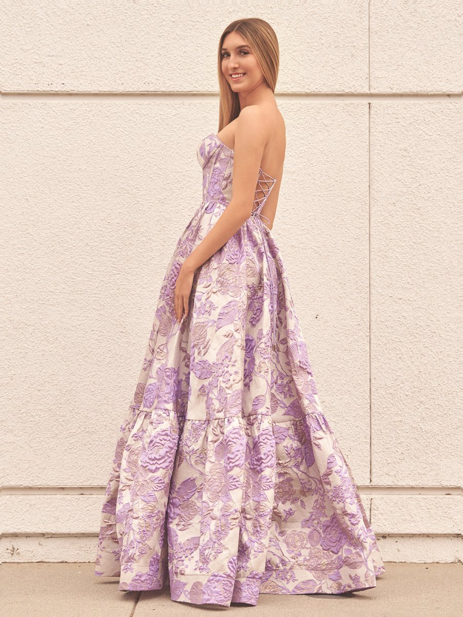 Delice | A - Line Sweetheart Floral Printed Long Prom Dresses - KissProm